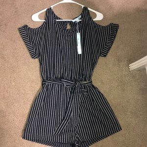 She + sky cold shoulder romper